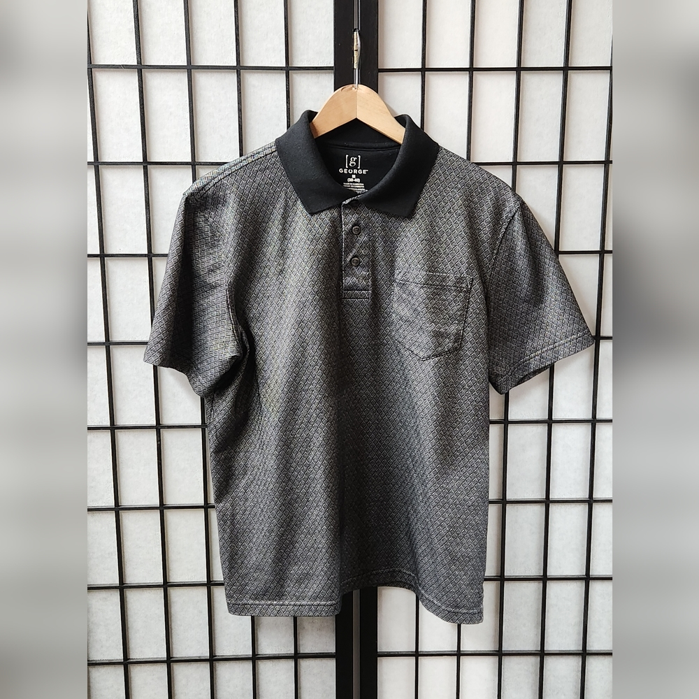 George. Golf Shirt. Grey Black Color Way. Medium 38-40